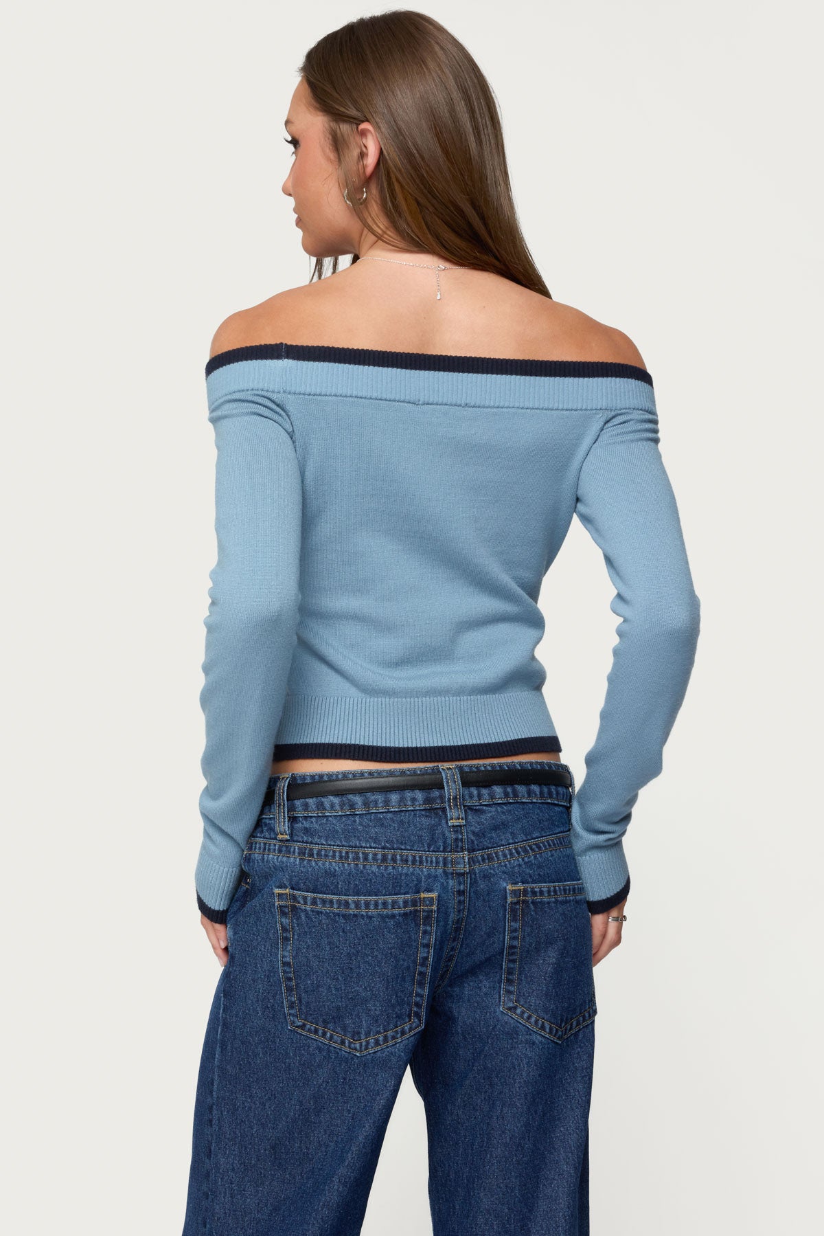 Kezzie Contrast Off Shoulder Knit Top - Image 4