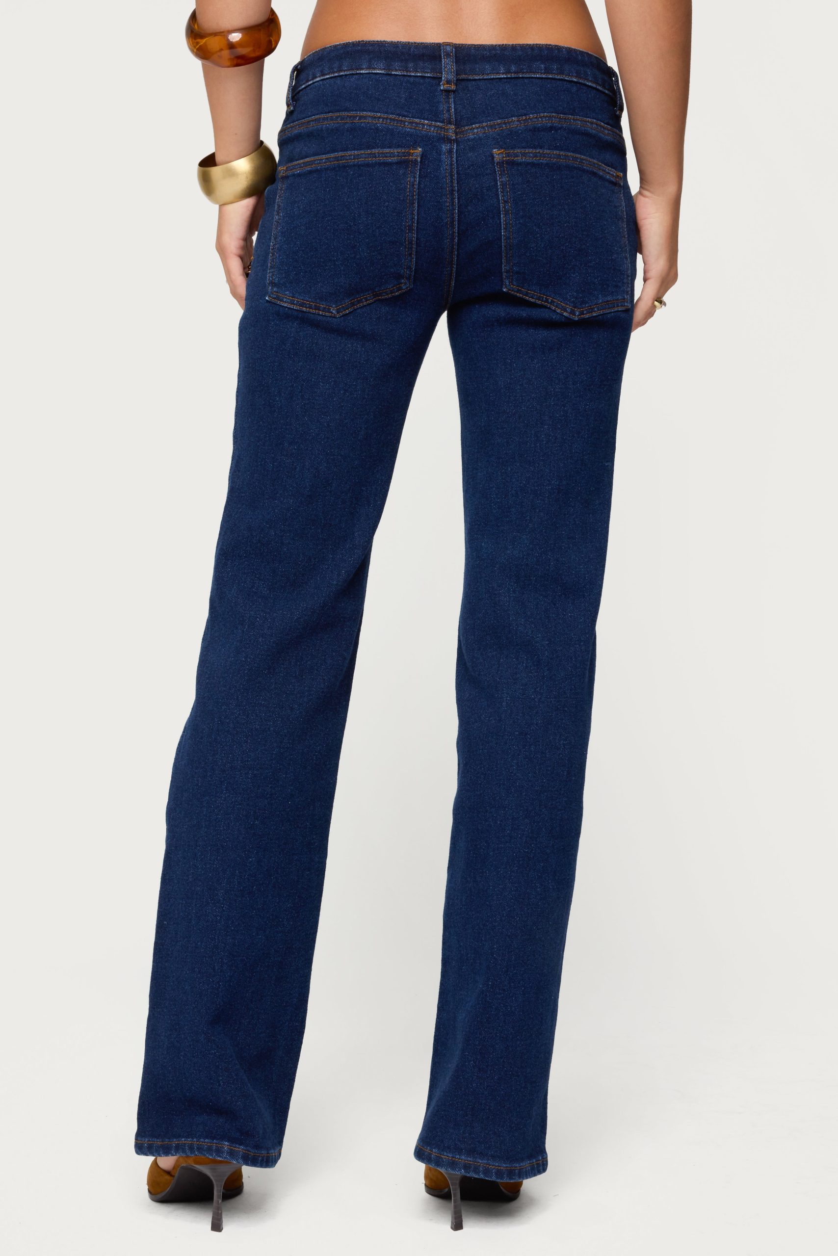 Jemima Contrast Stitch Low Rise Jeans - Image 5