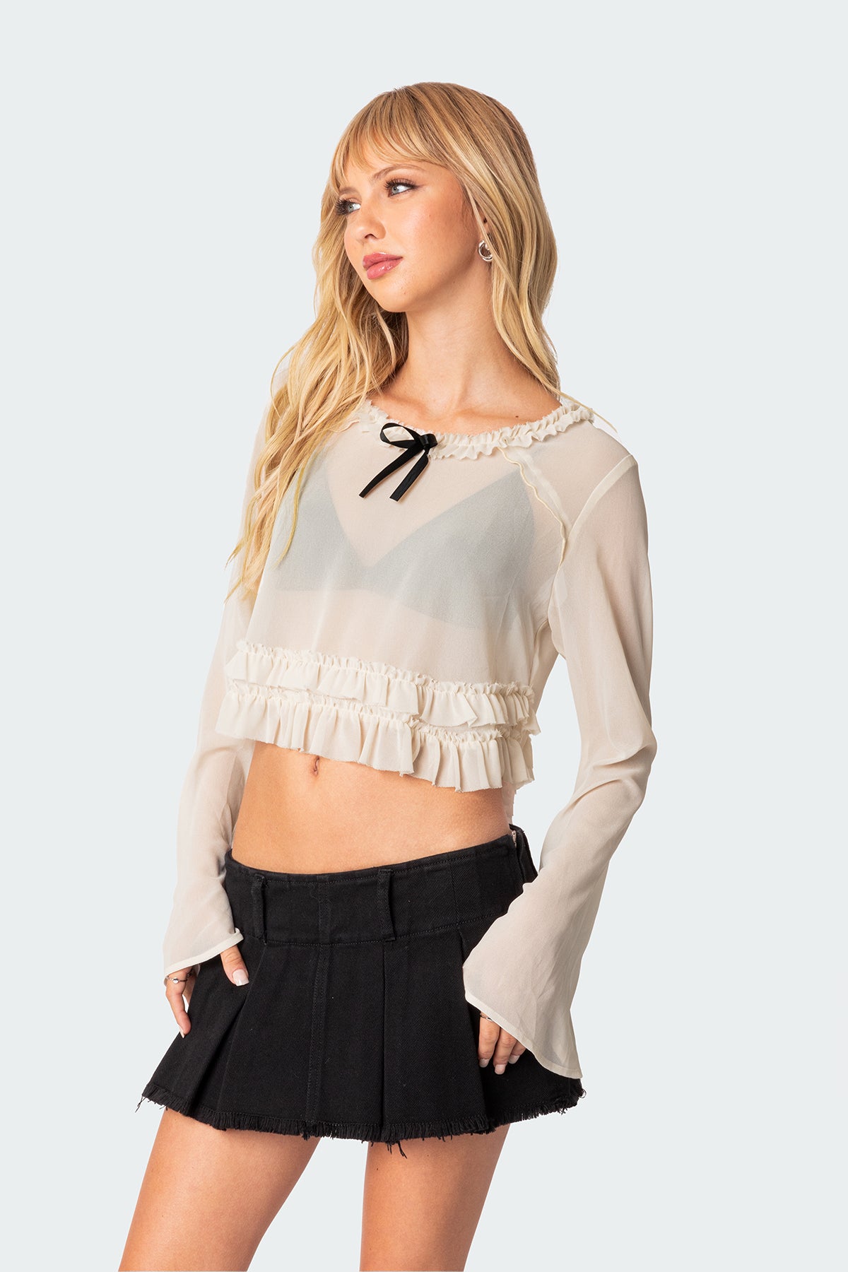Grace Sheer Ruffle Chiffon Top - Image 3