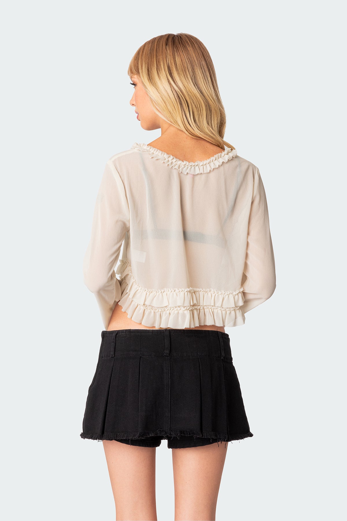 Grace Sheer Ruffle Chiffon Top - Image 4