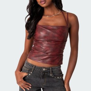 Haze Strappy Faux Leather Top