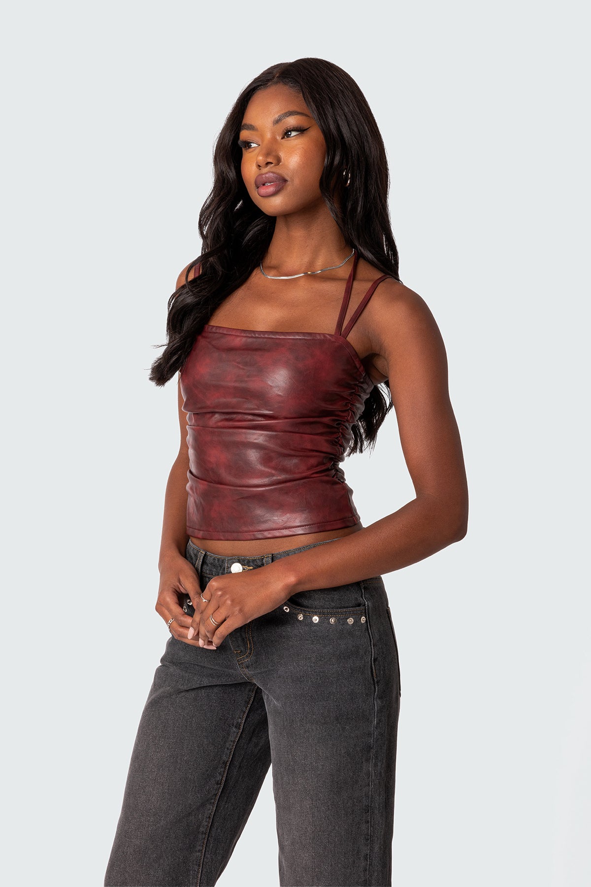 Haze Strappy Faux Leather Top - Image 3