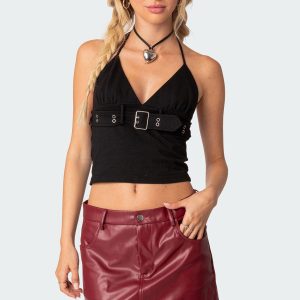 Birdie Buckle Belted Top