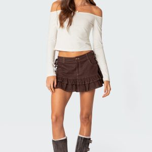Dev Ruffle Linen Look Mini Skirt