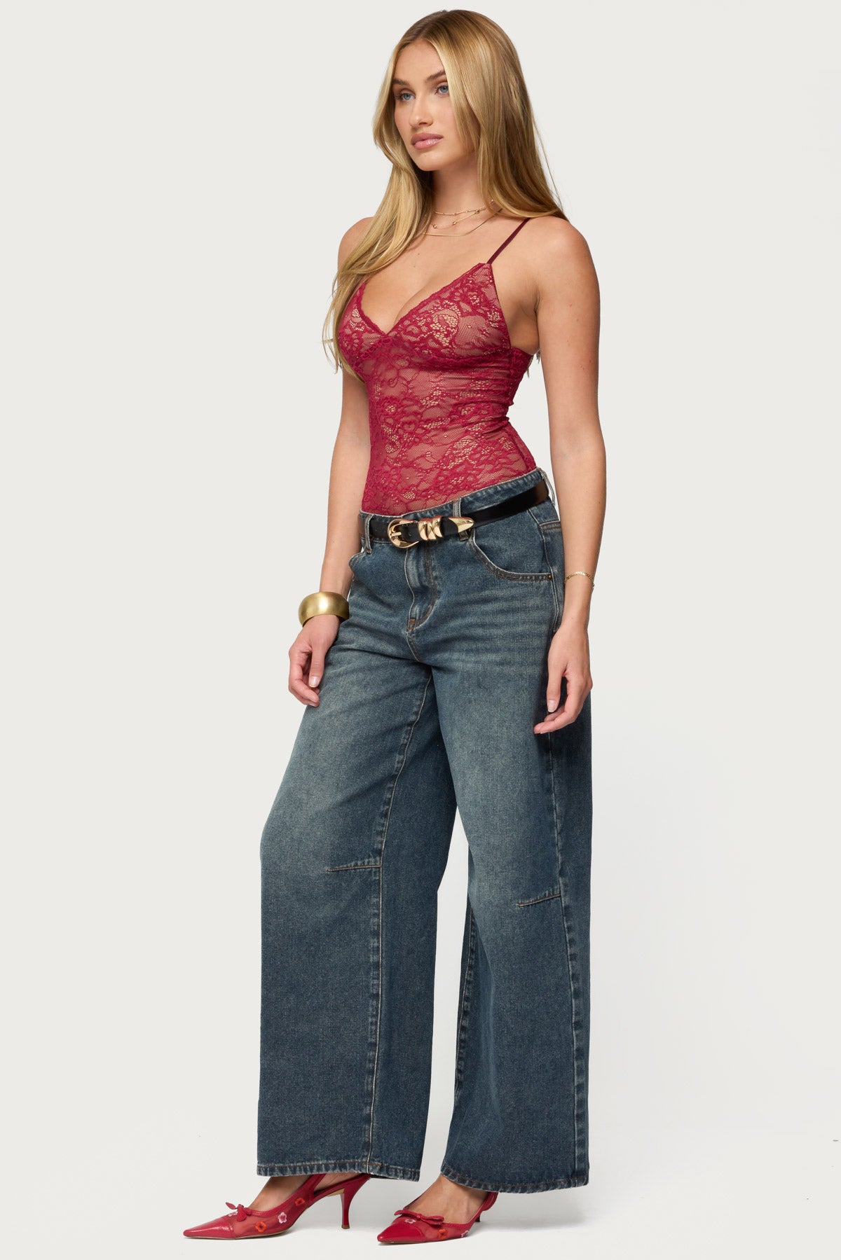 Nolyn Sheer Lace V Neck Bodysuit - Image 4