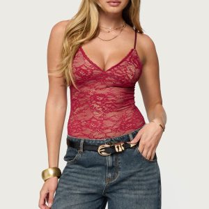 Nolyn Sheer Lace V Neck Bodysuit