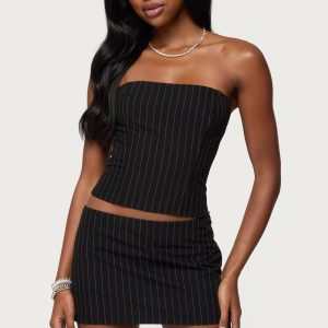 Maeve Pinstripe Strapless Corset