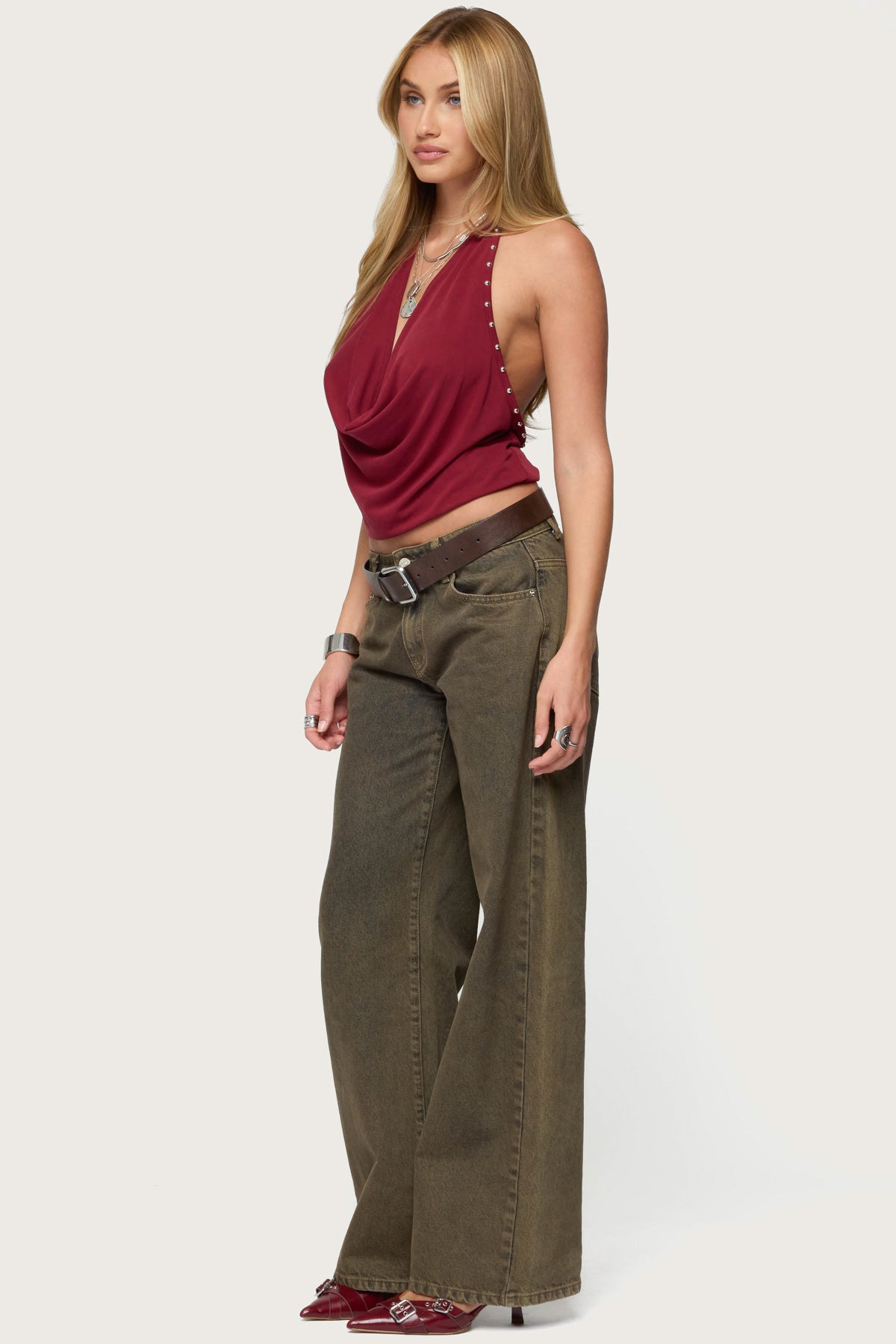 Irina Stud Cowl Neck Halter Top - Image 5