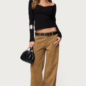 Stacey Low Rise Faux Suede Pants