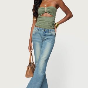Jenni Washed Low Rise Flared Jeans