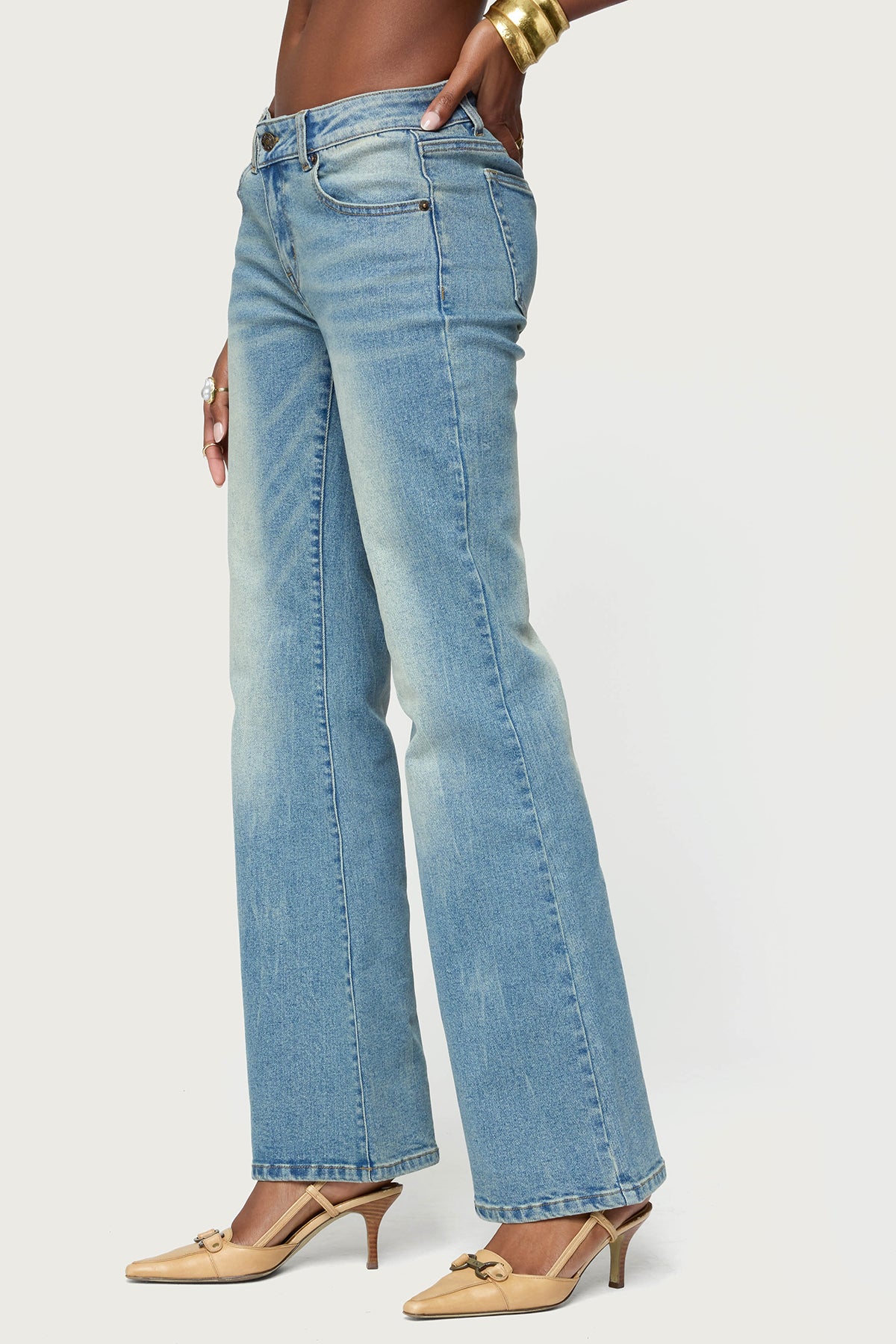Jenni Washed Low Rise Flared Jeans - Image 3