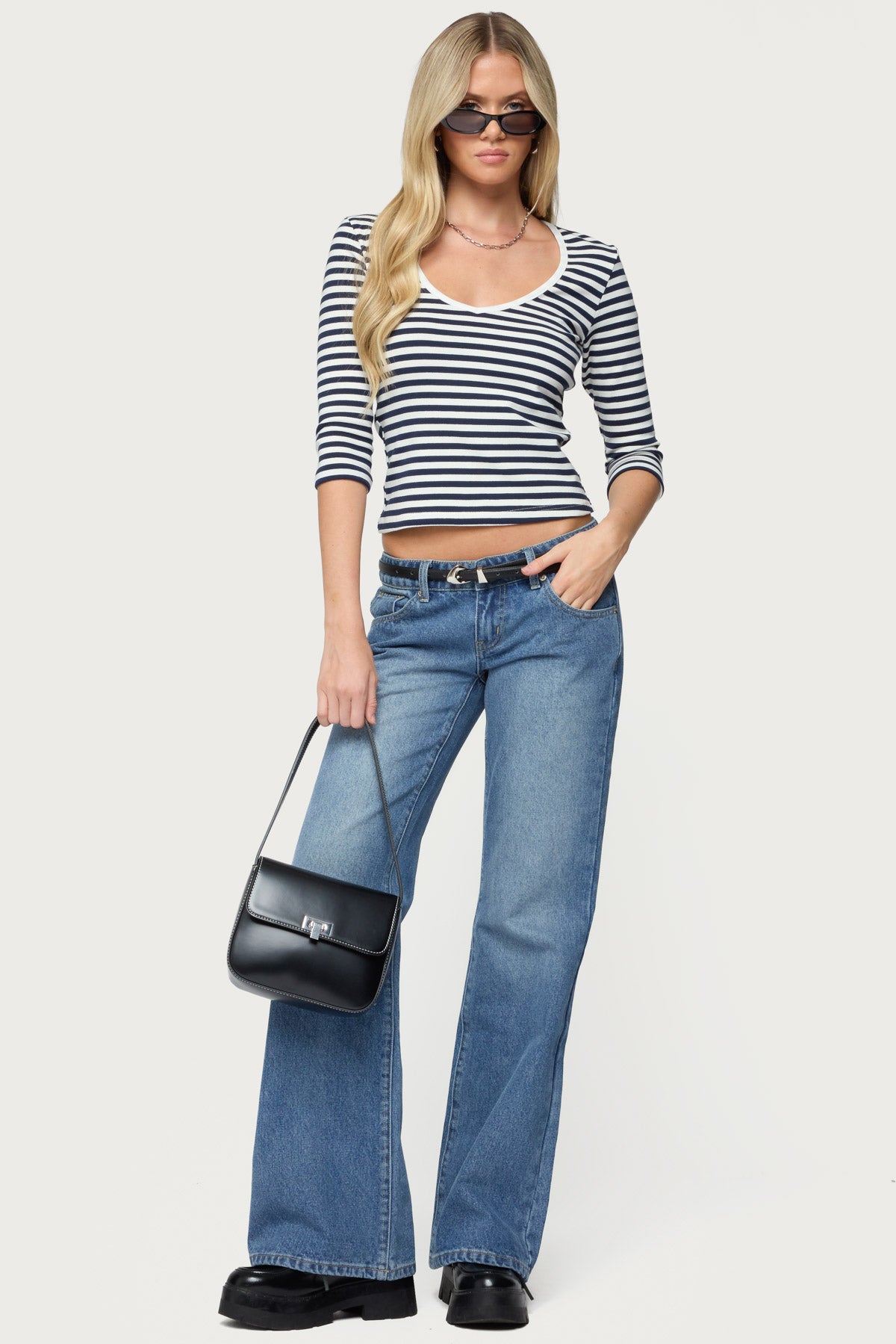 Poppie Striped V Neck Top - Image 2