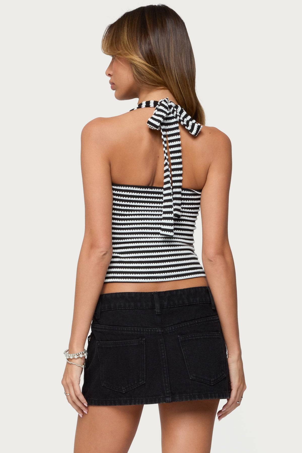 Lovina Textured Striped Halter Top - Image 4