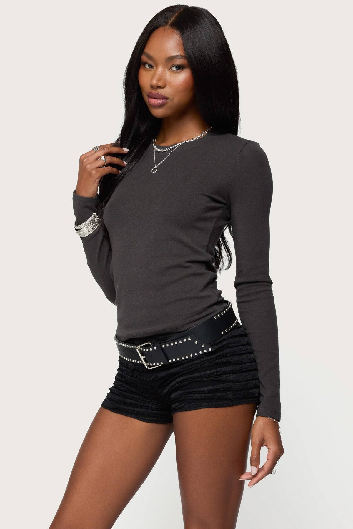 Daphne Ribbed Long Sleeve T Shirt - Image 3