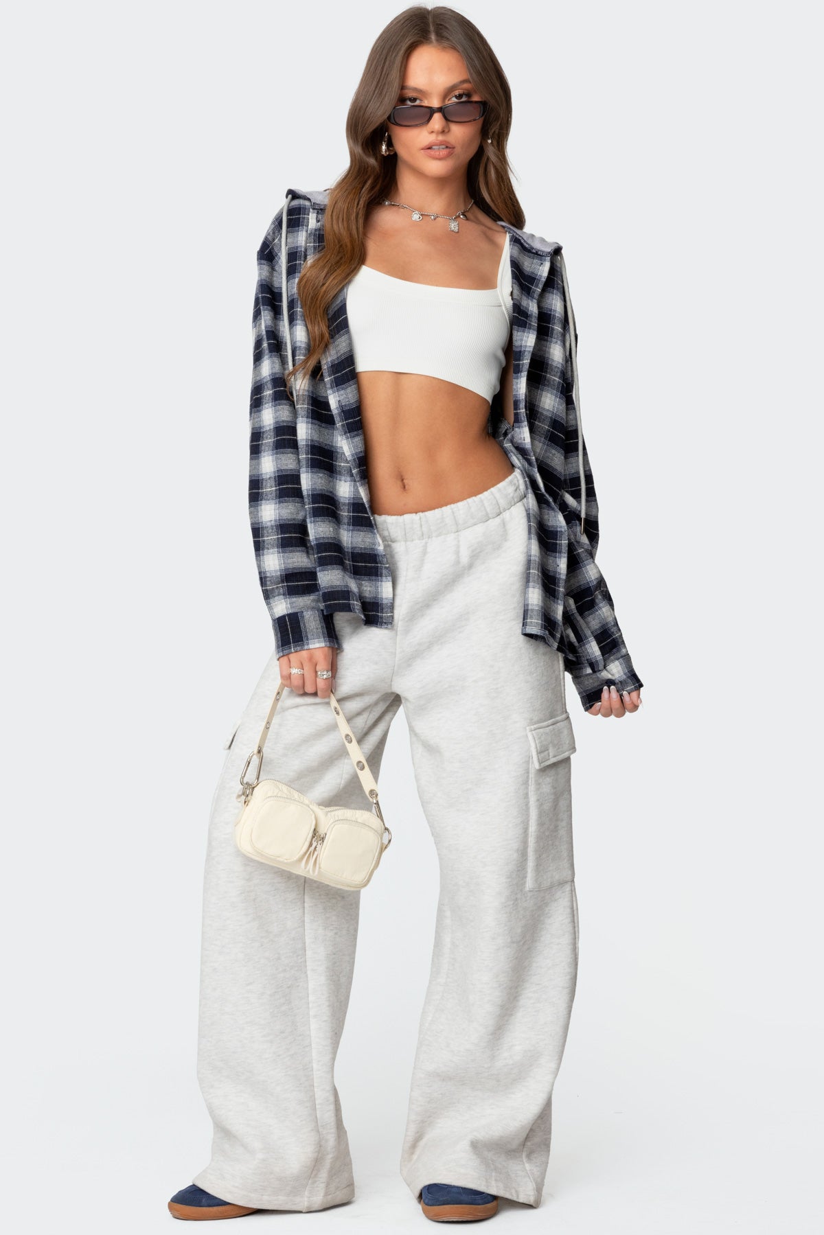 Plaid Hooded Button Up Shirt - Image 2