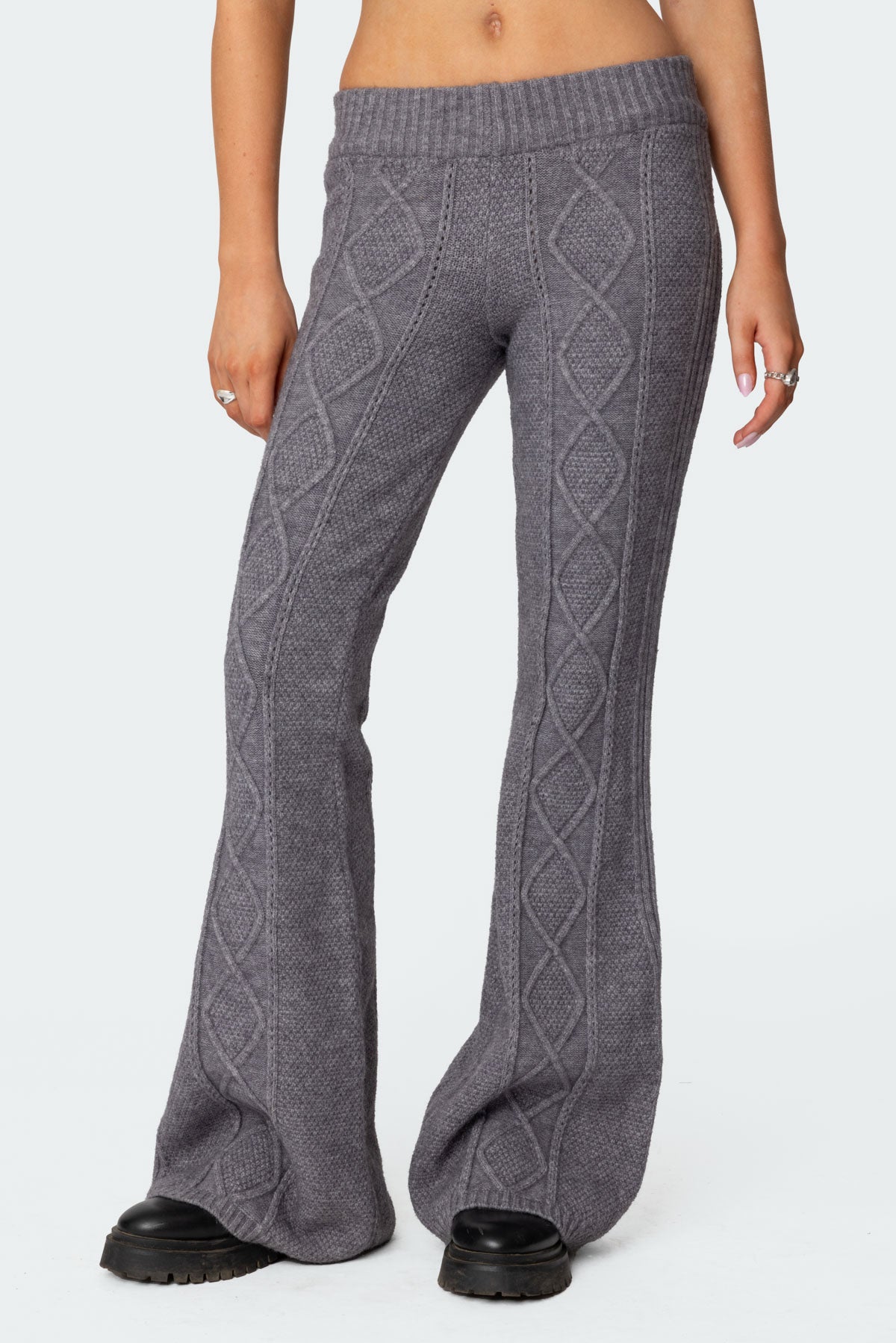 Ray Cable Knit Flared Pants - Image 2
