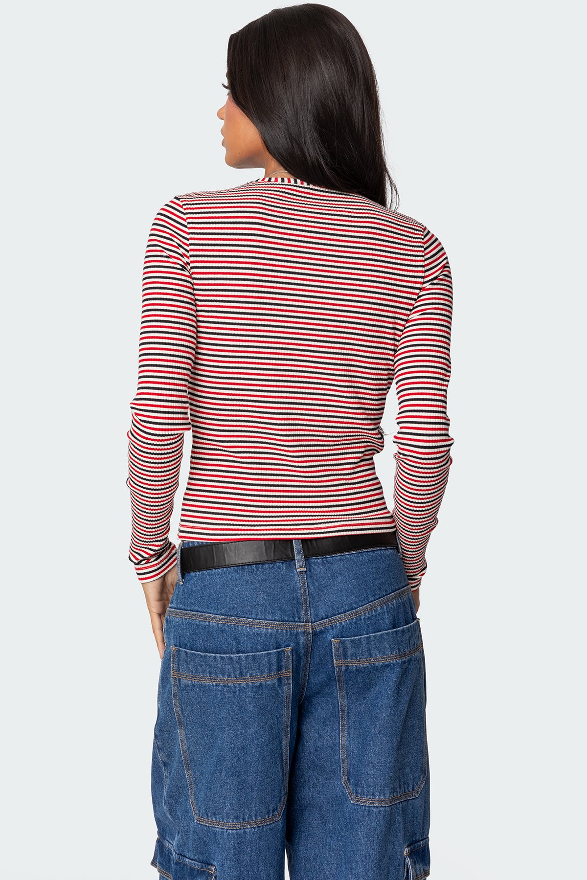 Corina Ribbed Stripey Long Sleeve T Shirt - Image 4