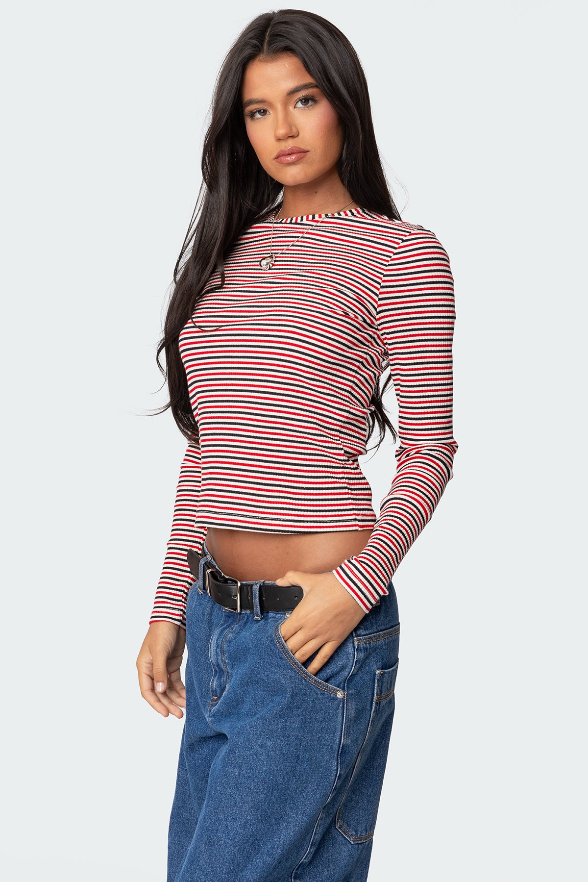 Corina Ribbed Stripey Long Sleeve T Shirt - Image 3