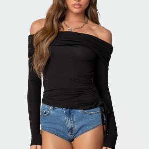 Gathered Fold Over Drawstring Top