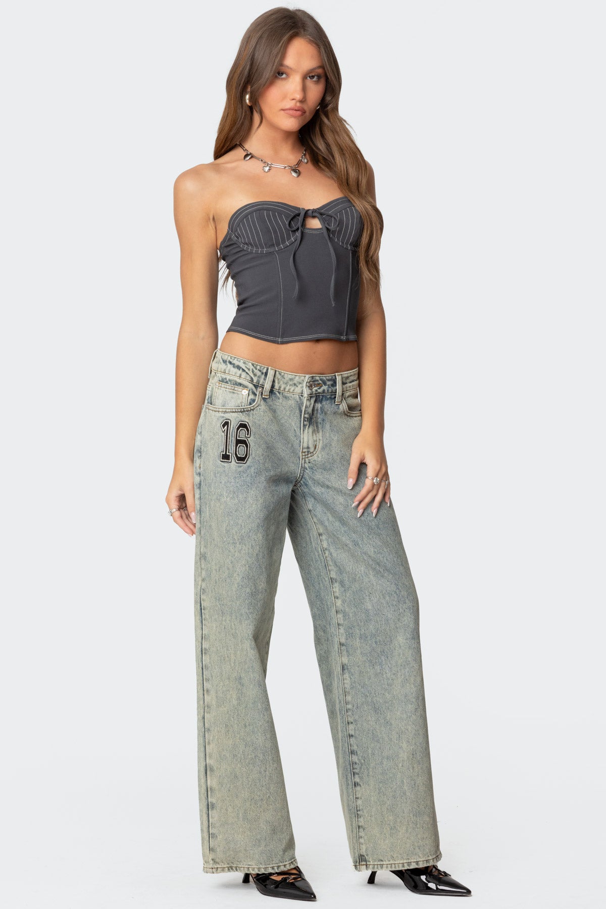 June Tie Front Strapless Corset - Image 4