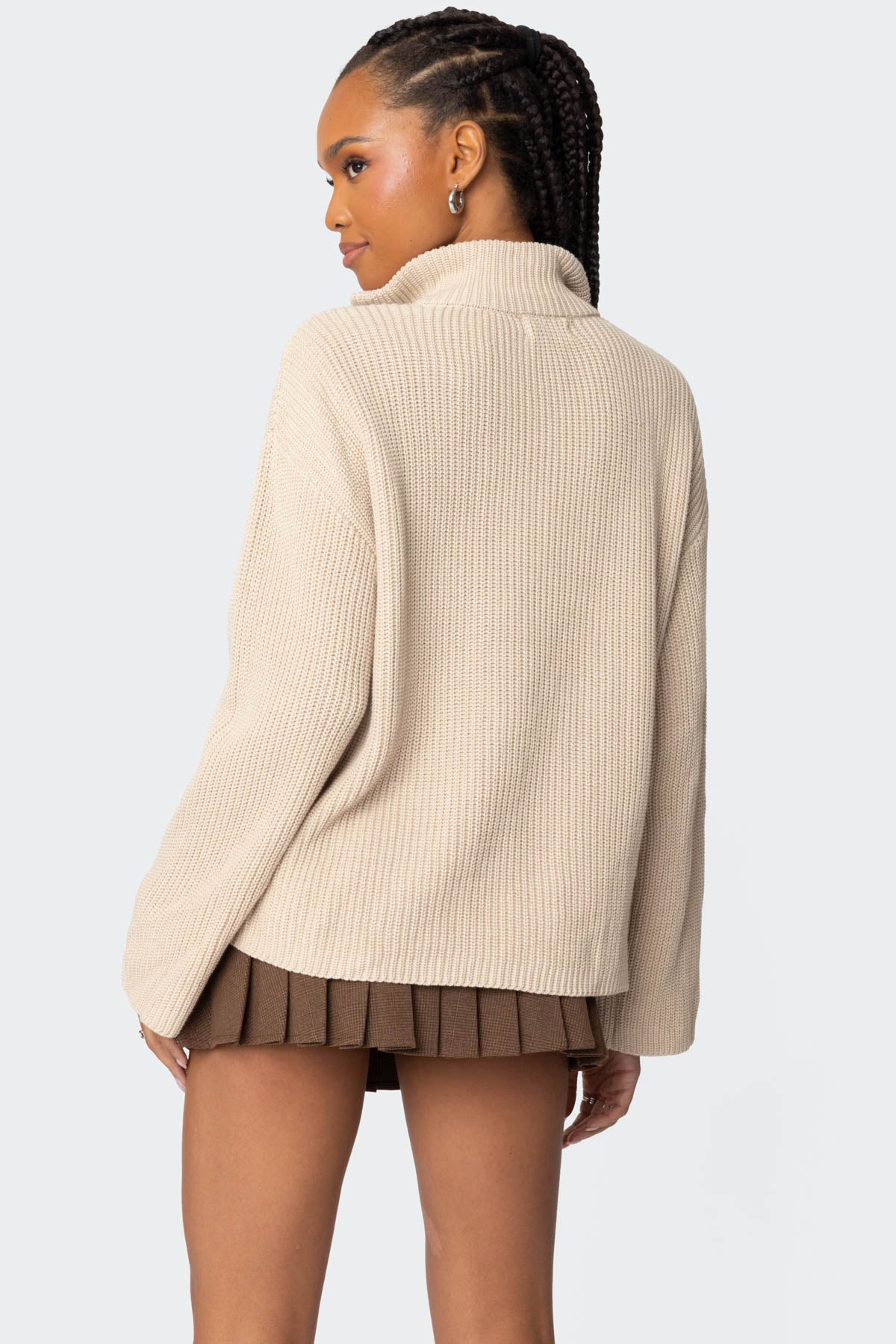 Amour High Neck Oversized Zip Sweater - Image 5