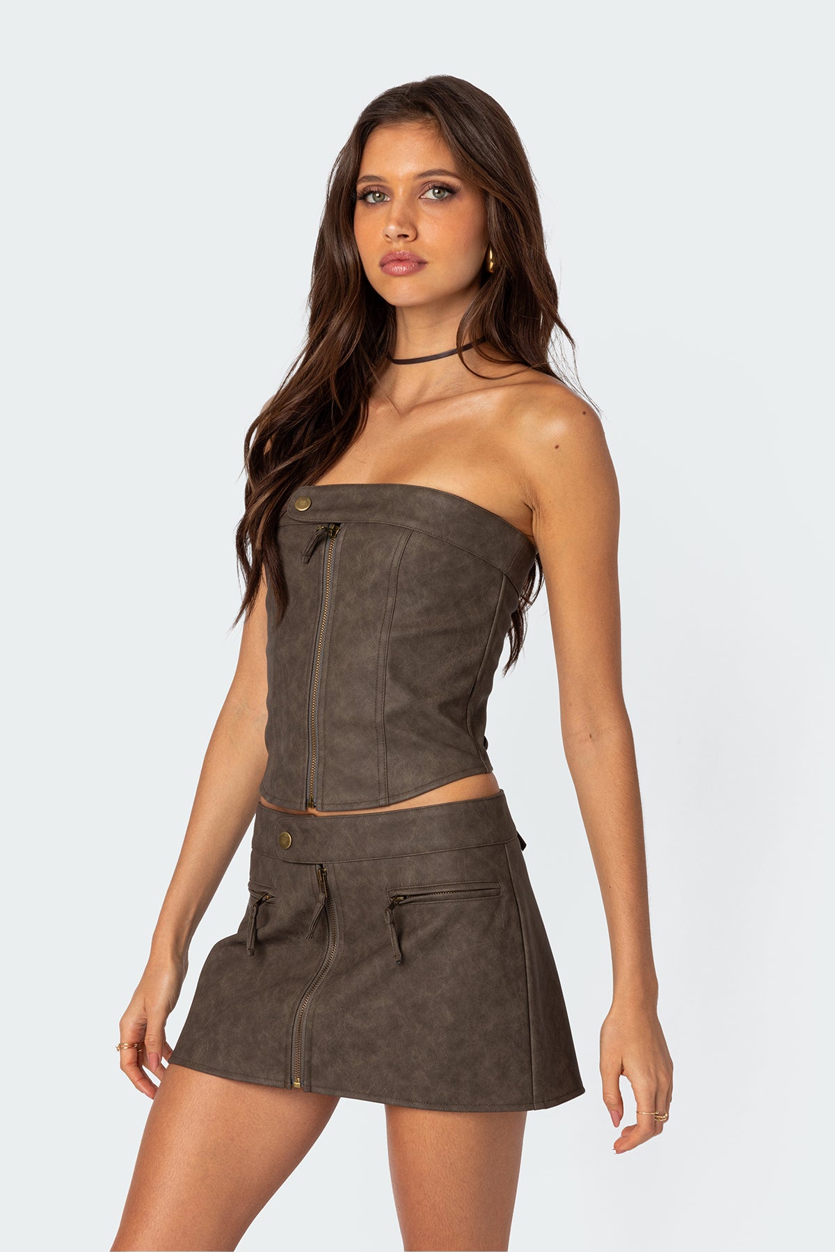 Ziva Faux Leather Lace Up Corset - Image 3