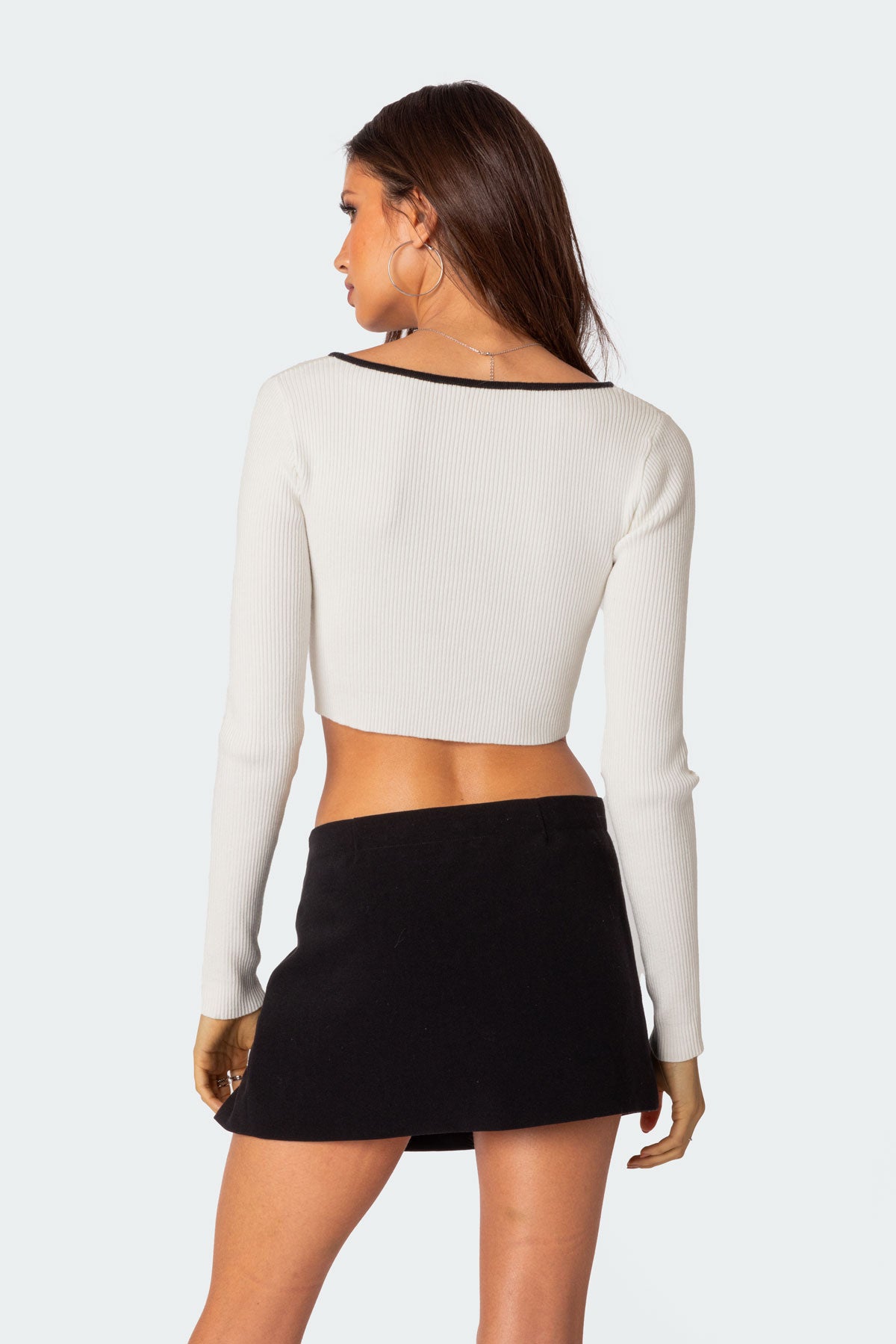Billy Bow Cut Out Ribbed Crop Top - Image 5