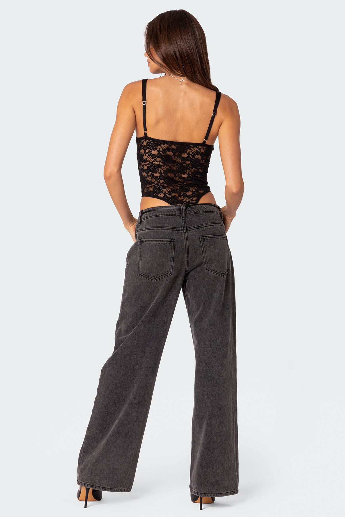 Lace & Satin Effect Cupped Bodysuit - Image 4