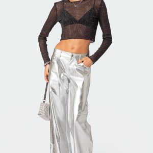 Kim Metallic Faux Leather Pants