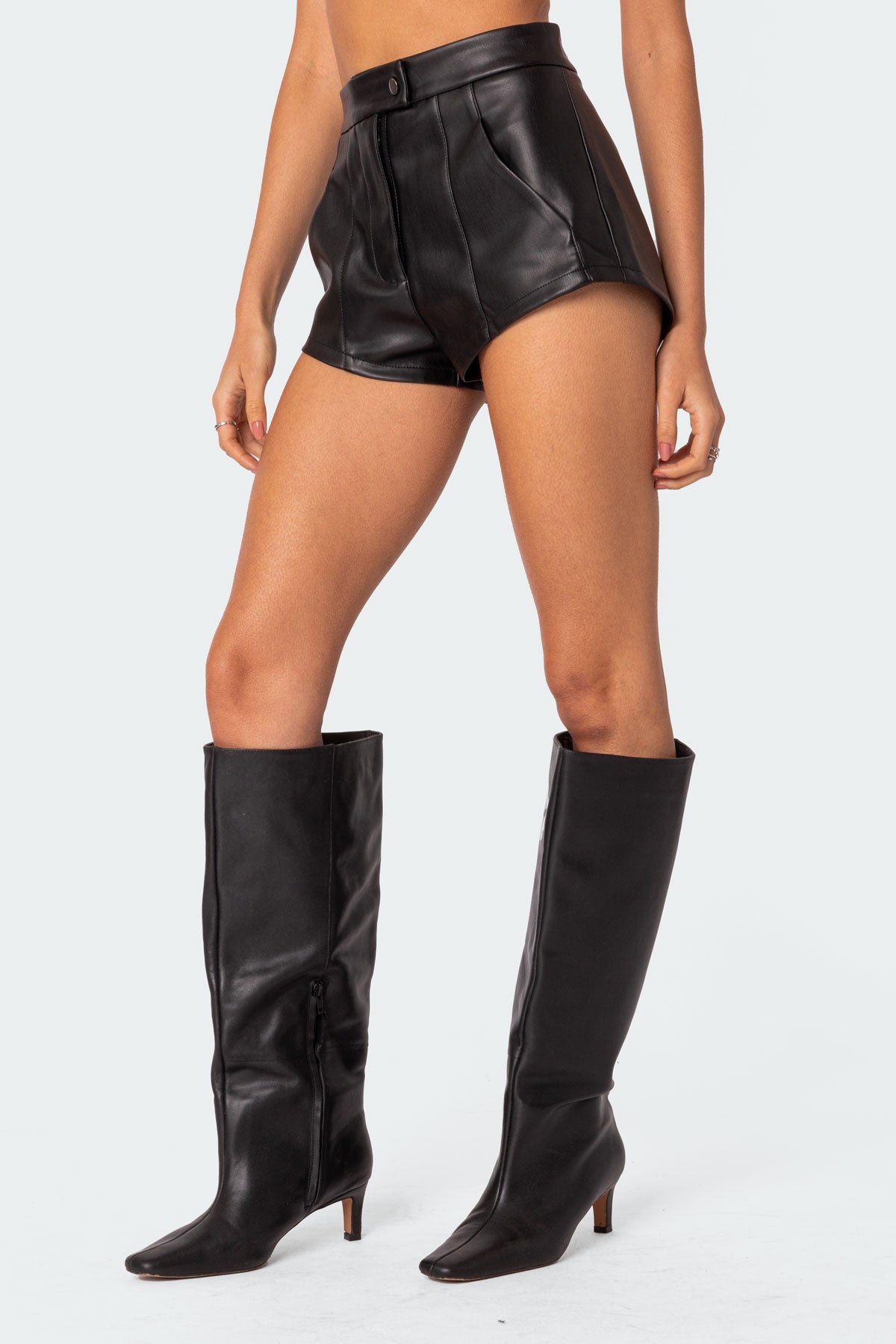 Ramona High Rise Faux Leather Micro Shorts - Image 3