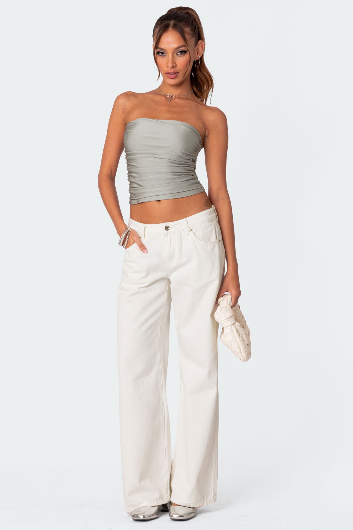 Maxeen Shiny Gathered Tube Top - Image 2