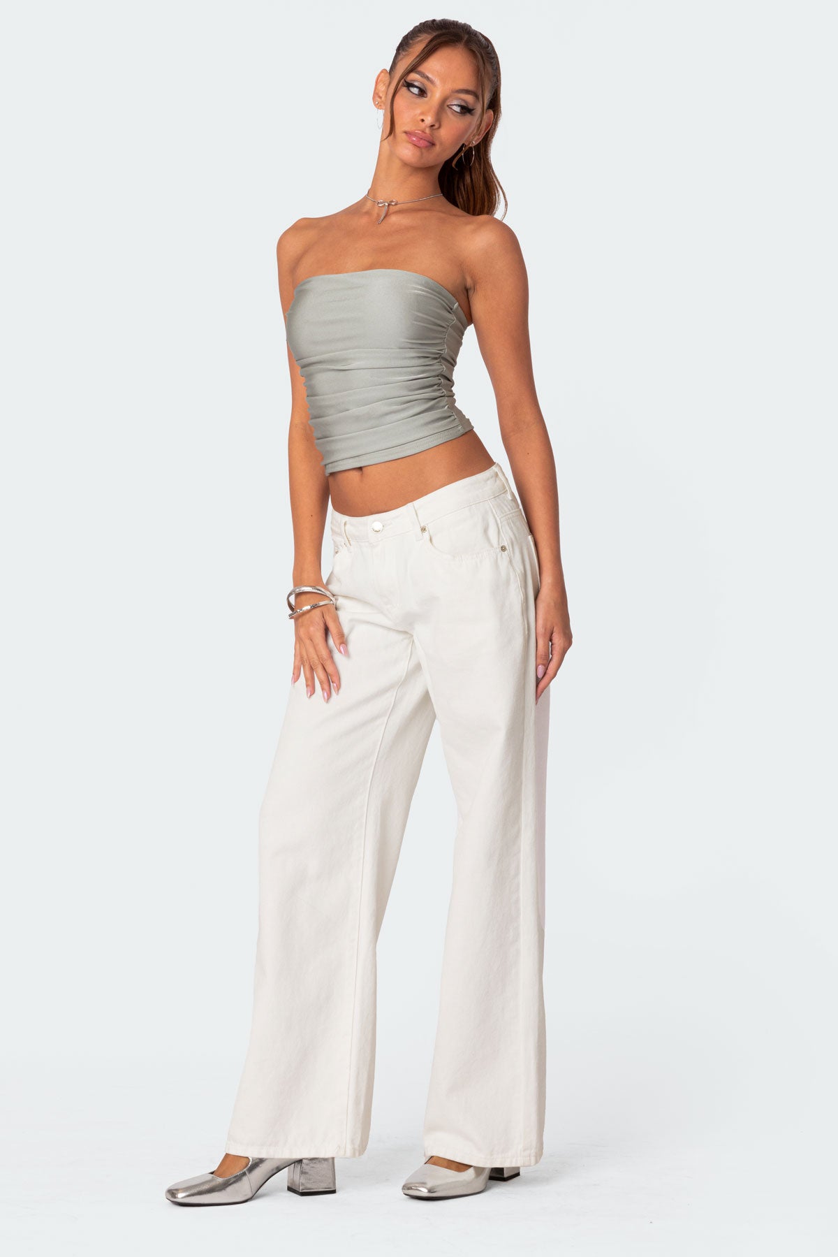 Maxeen Shiny Gathered Tube Top - Image 3