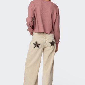 Leopard Star Low Rise Washed Jeans