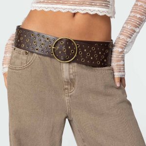 Stud & Grommet Faux Leather Belt