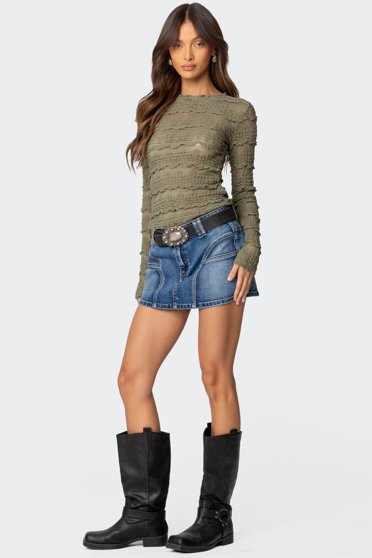 Jive Washed Denim Mini Skirt - Image 3