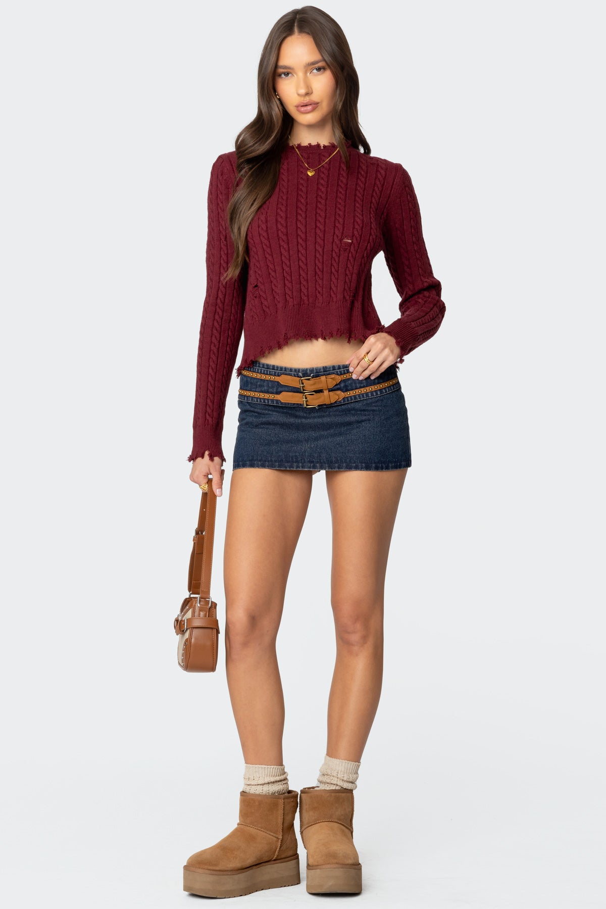 Split Open Back Cable Knit Sweater - Image 2