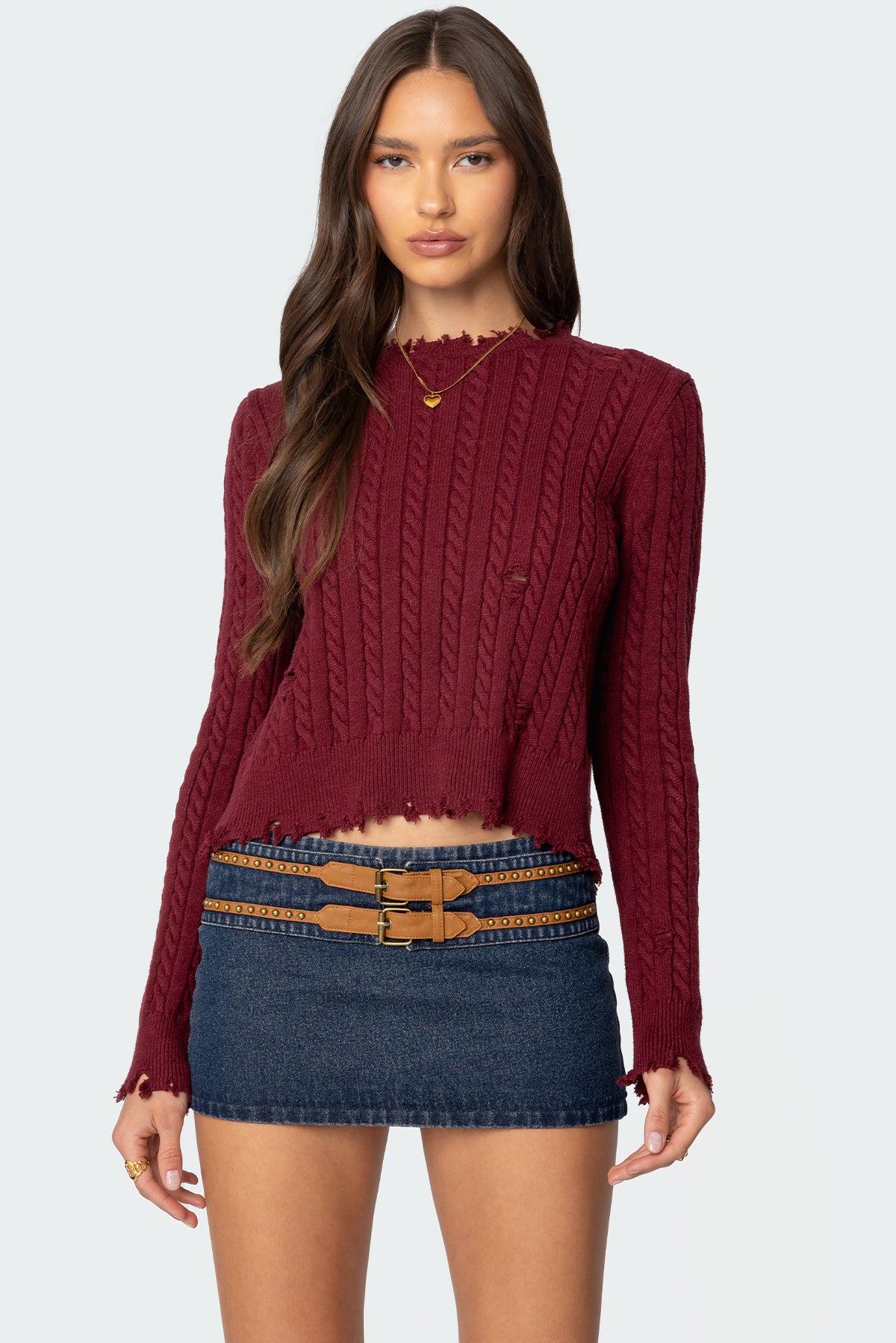 Split Open Back Cable Knit Sweater - Image 3