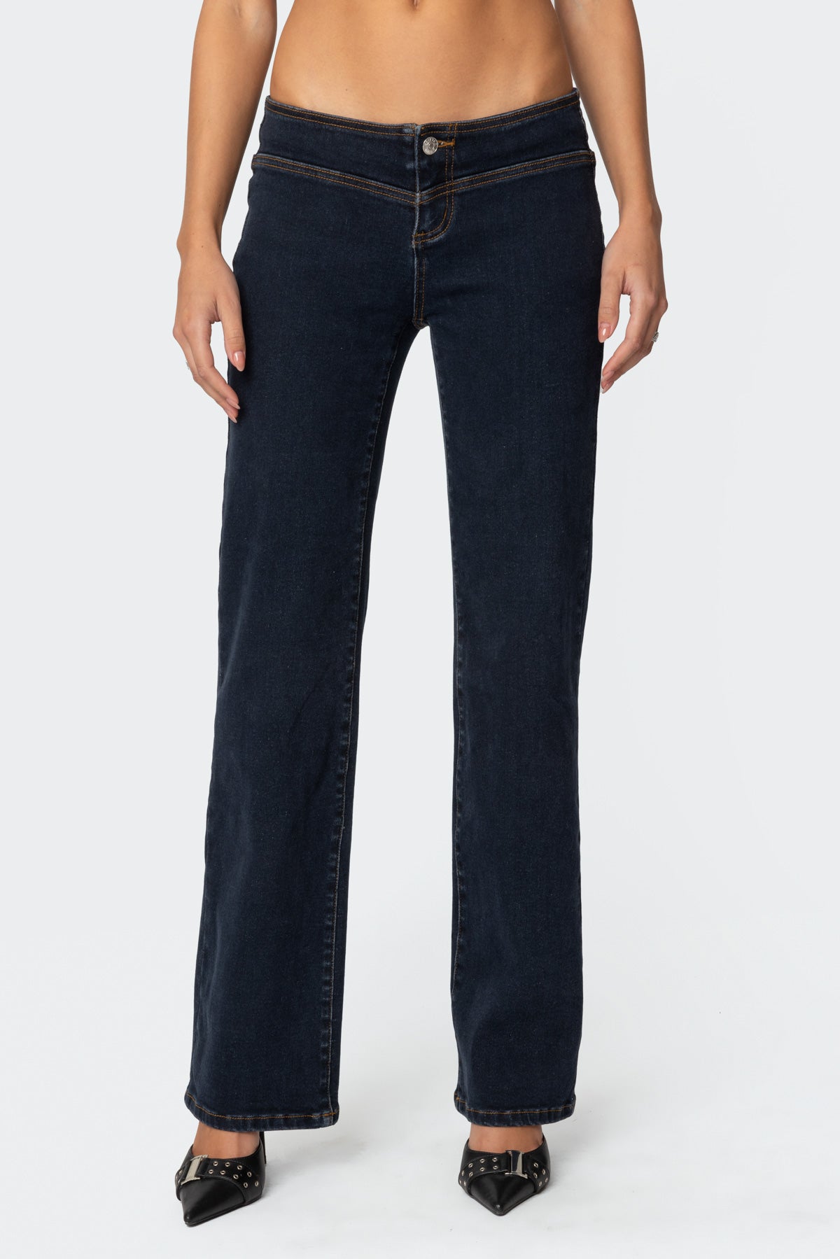Ribbon Lace Up Low Rise Jeans - Image 3