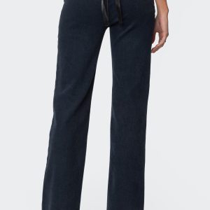 Ribbon Lace Up Low Rise Jeans