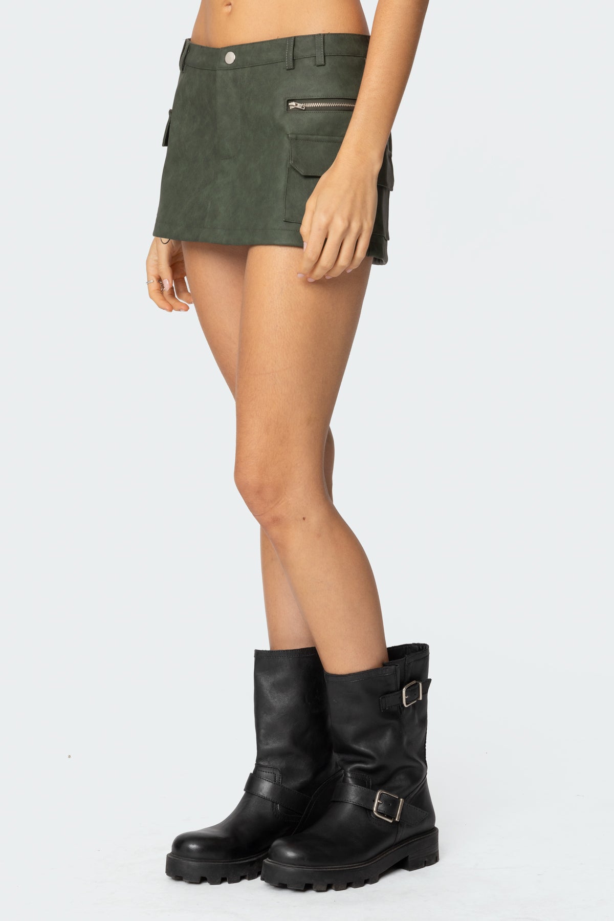 Faux Leather Cargo Micro Skort - Image 4