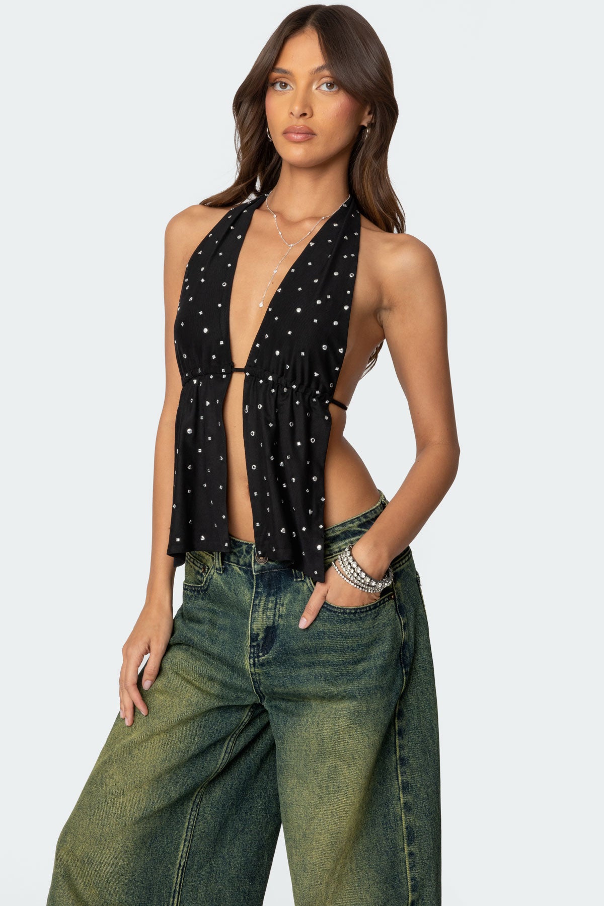 Studded Open Back Halter Top - Image 4