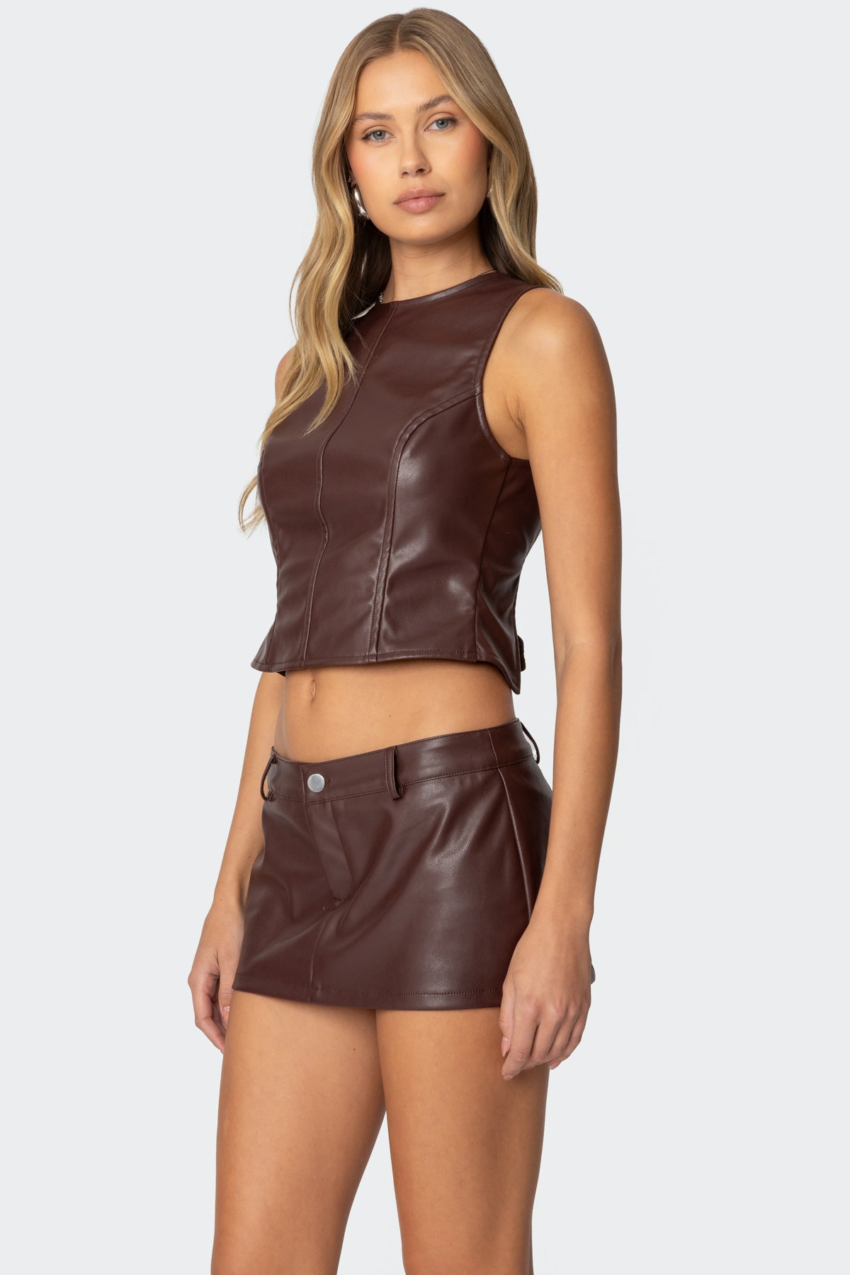 Frances Backless Faux Leather Top - Image 4