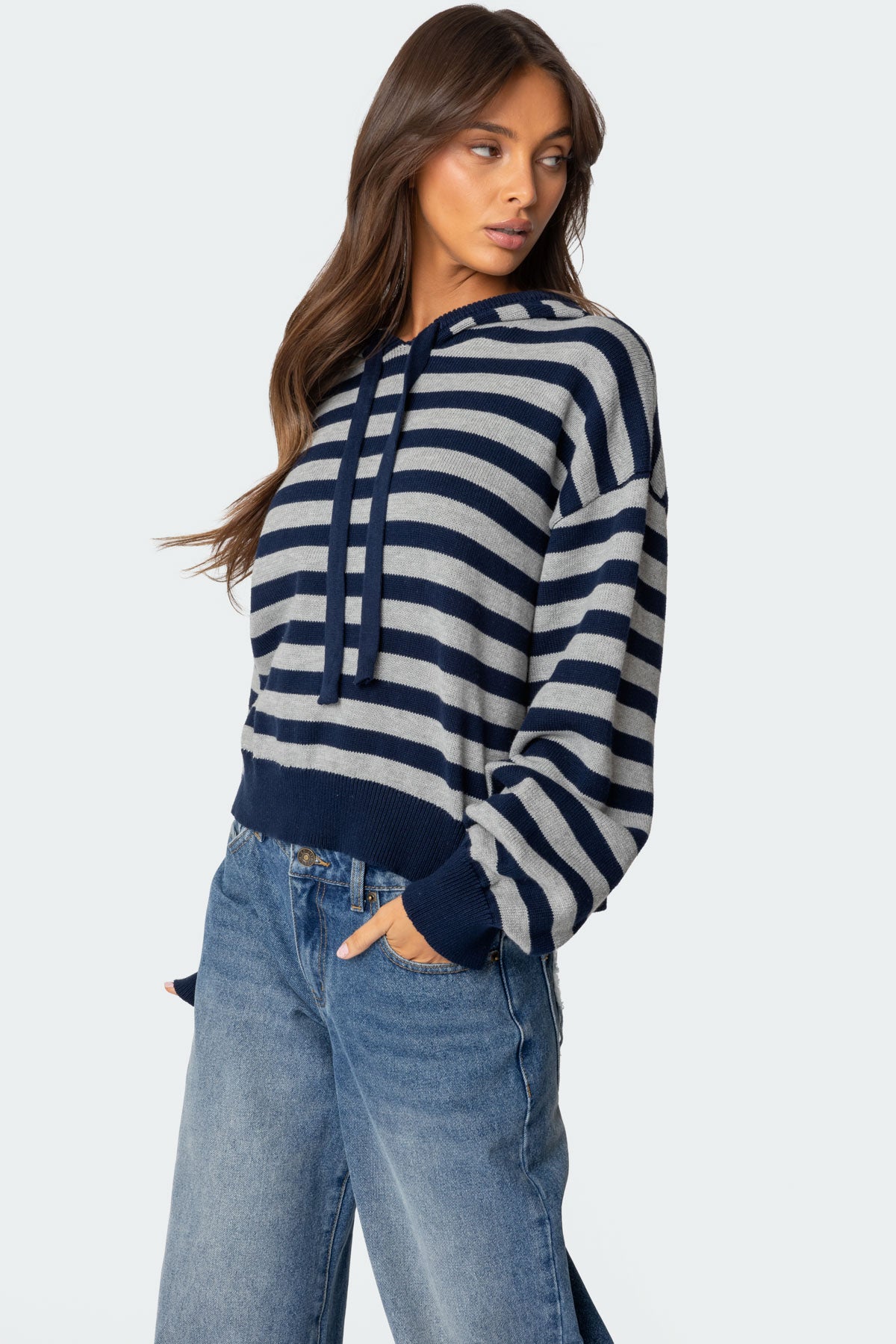 Striped Hooded Knit Sweater - Image 3