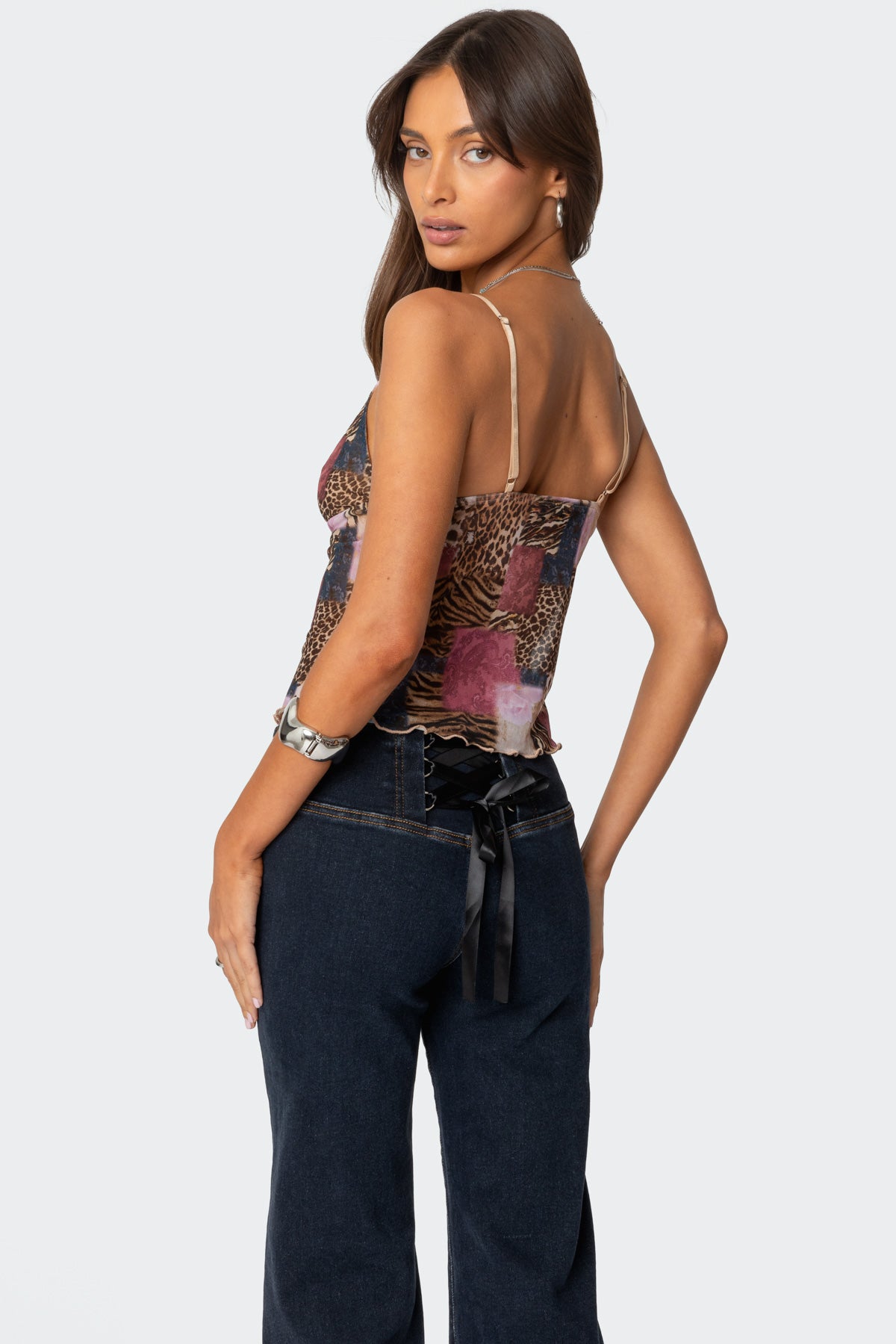 Mixed Animal Print Mesh Tank Top - Image 4