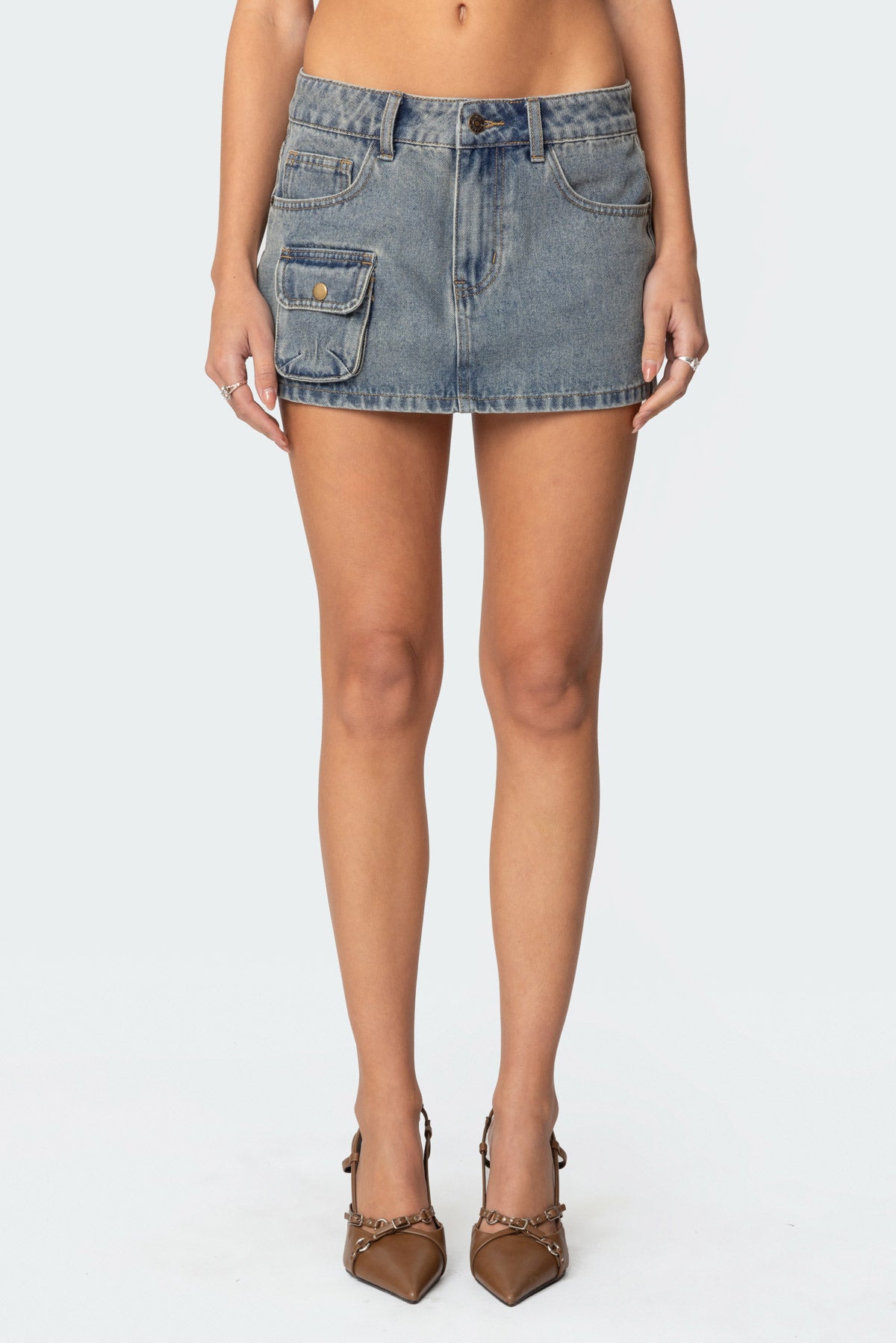 Quinlan Denim Cargo Mini Skirt - Image 2