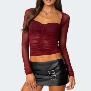 Tristina Ruched Mesh Bra Top