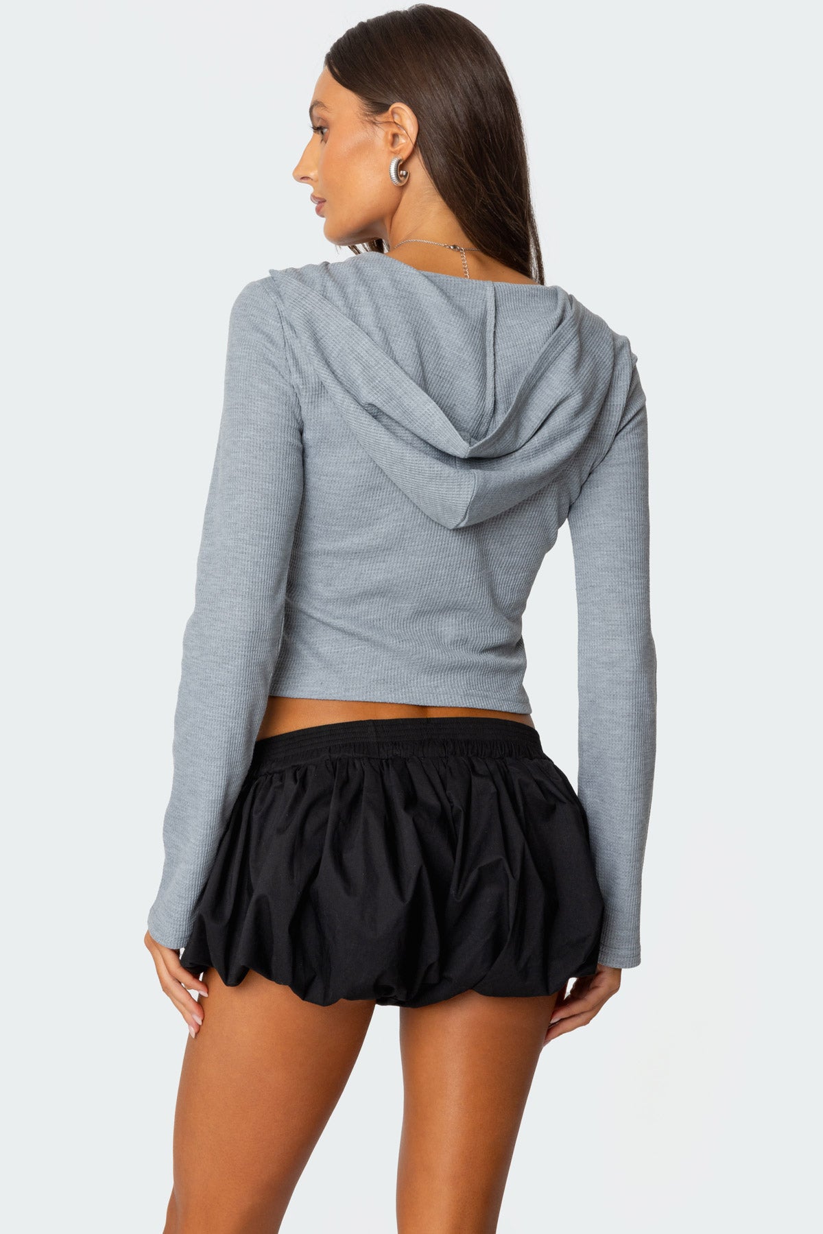 Hooded Henley Waffle Top - Image 5