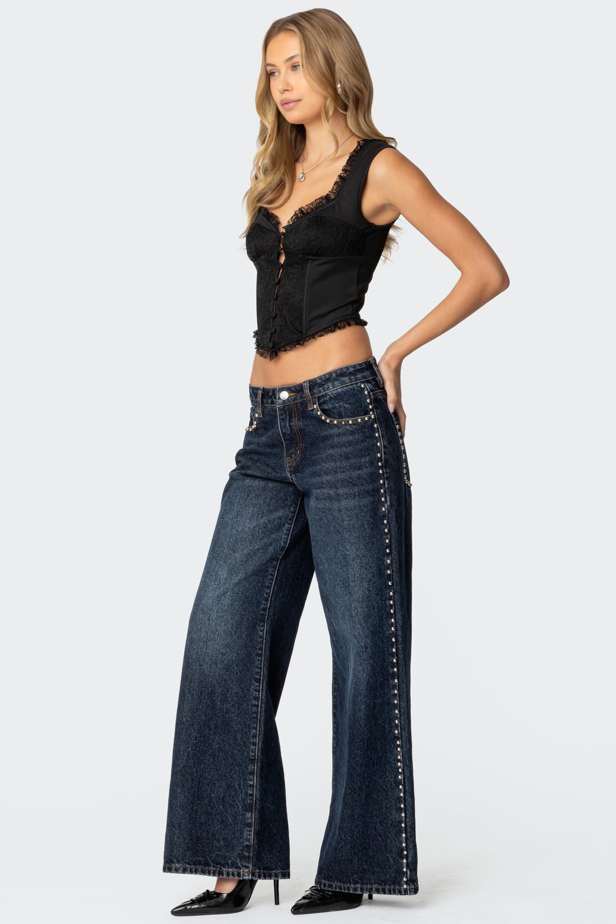 Button Front Lacey Corset - Image 4