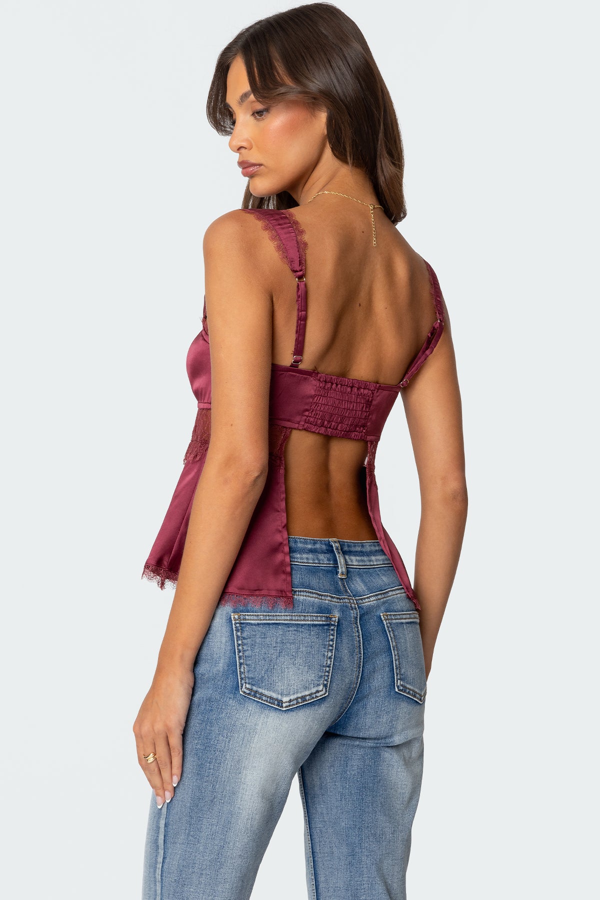 Loryn Lacey Satin Effect Top - Image 3