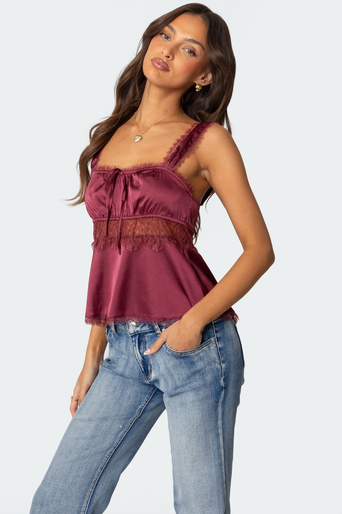 Loryn Lacey Satin Effect Top - Image 5